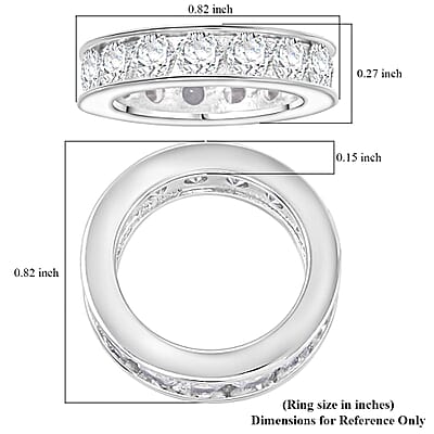 Simulated Diamond 0.60 ctw Ring in Rhodium Over Sterling Silver (Size 10.0) 