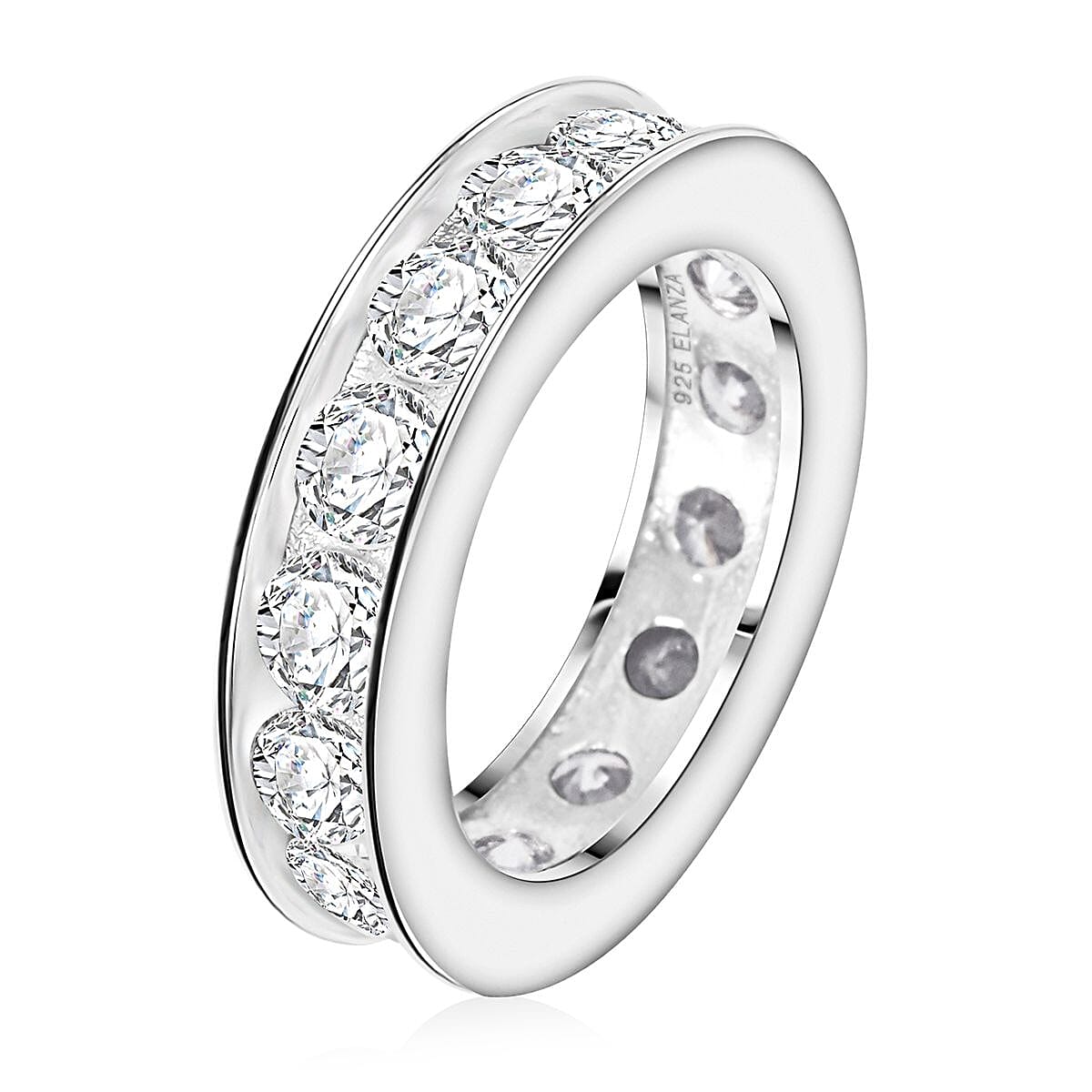 Simulated Diamond 0.60 ctw Ring in Rhodium Over Sterling Silver (Size 9.0)  image number 3