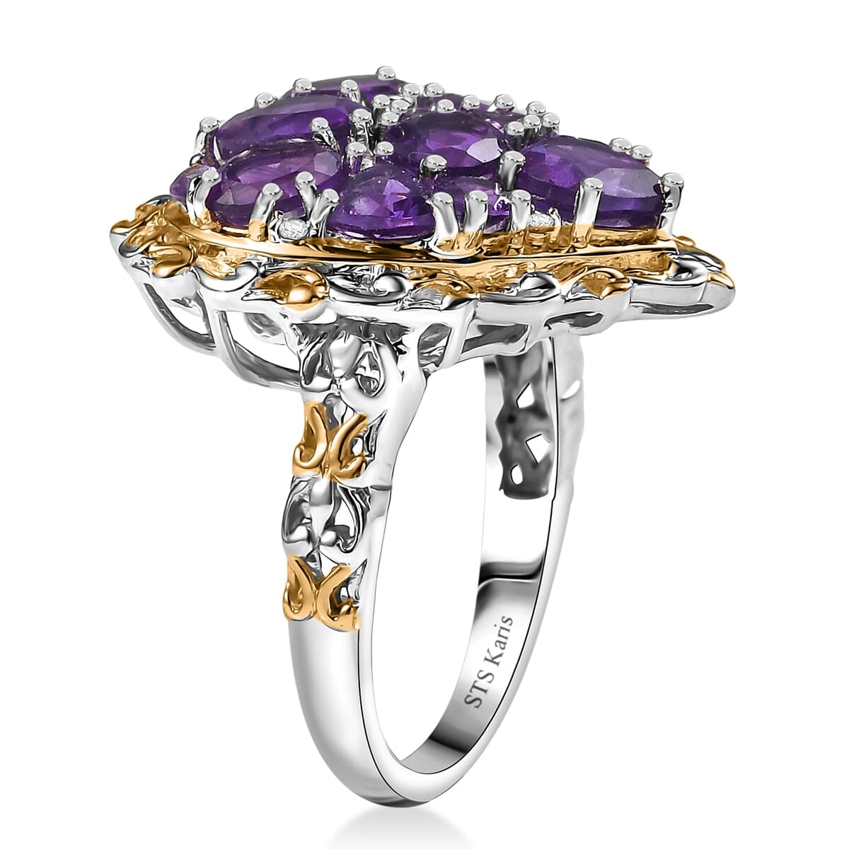 Karis African Amethyst, Multi Gemstone Ring in 18K YG Plated and Platinum Bond (Size 10.0) 3.85 ctw image number 3