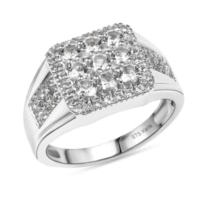Karis Golconda Topaz 1.65 ctw Mens Ring in Platinum Bond (Size 10.0)