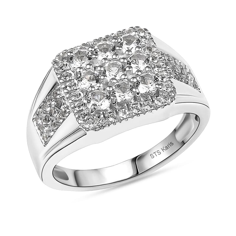 Karis Golconda Topaz 1.65 ctw Mens Ring in Platinum Bond (Size 10.0)