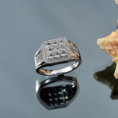 Karis Golconda Topaz 1.65 ctw Mens Ring in Platinum Bond (Size 10.0)