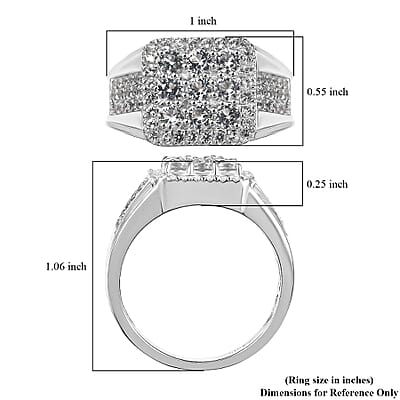 Karis Golconda Topaz 1.65 ctw Mens Ring in Platinum Bond (Size 10.0)