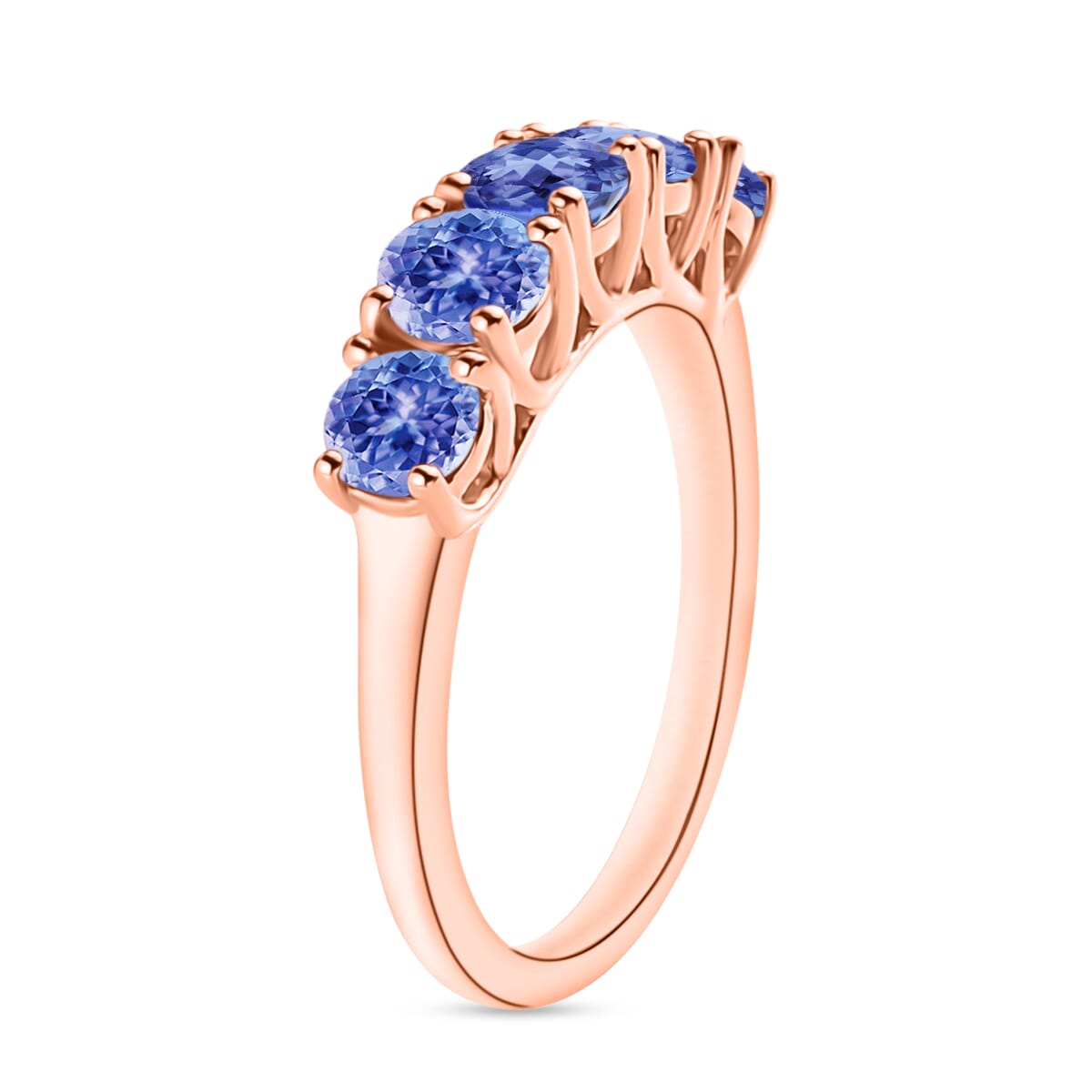 Tanzanite 1.25 ctw 5 Stone Ring in 18K Vermeil Rose Gold Over Sterling Silver (Size 10) 1 image number 2