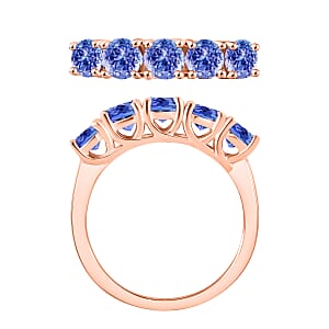 D'Joy Tanzanite 1.25 ctw 5 Stone Ring in 18K Vermeil Rose Gold Over Sterling Silver (Size 7.0)