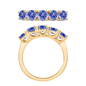 D'Joy Tanzanite 1.25 ctw 5 Stone Ring in 18K Vermeil Yellow Gold Over Sterling Silver (Size 7.0)