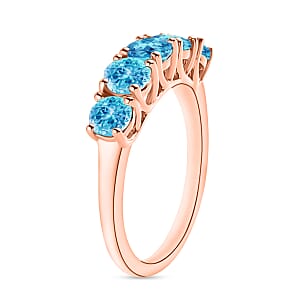 D'Joy Malgache Neon Apatite 1.60 ctw 5 Stone Ring in 18K Vermeil Rose Gold Over Sterling Silver (Size 12.0)