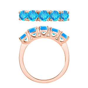 D'Joy Malgache Neon Apatite 1.60 ctw 5 Stone Ring in 18K Vermeil Rose Gold Over Sterling Silver (Size 12.0)