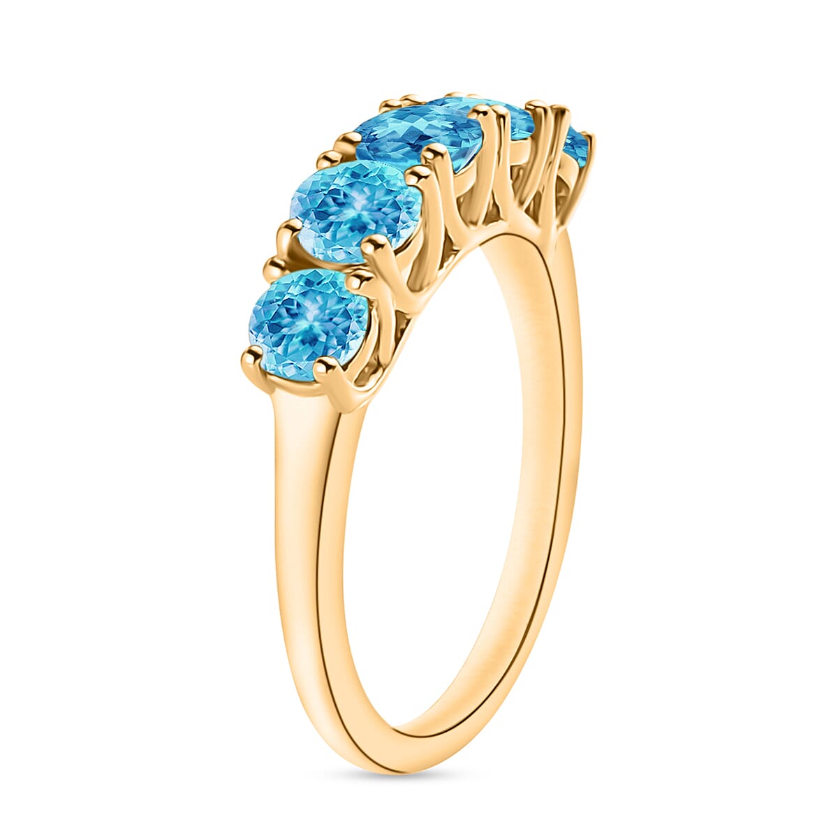 Malgache Neon Apatite 1.60 ctw 5 Stone Ring in 18K Vermeil Yellow Gold Over Sterling Silver (Size 9.0) (Del. in 10-12 Days) image number 2