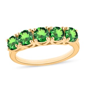 Tsavorite Garnet 1.90 ctw 5 Stone Ring in 18K Vermeil Yellow Gold Over Sterling Silver (Size 9.0)