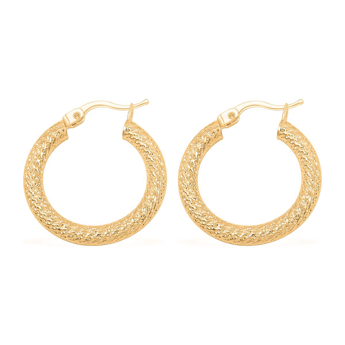 10K Yellow Gold 3x21mm Miligreen Hoop Earrings 2.20 Grams