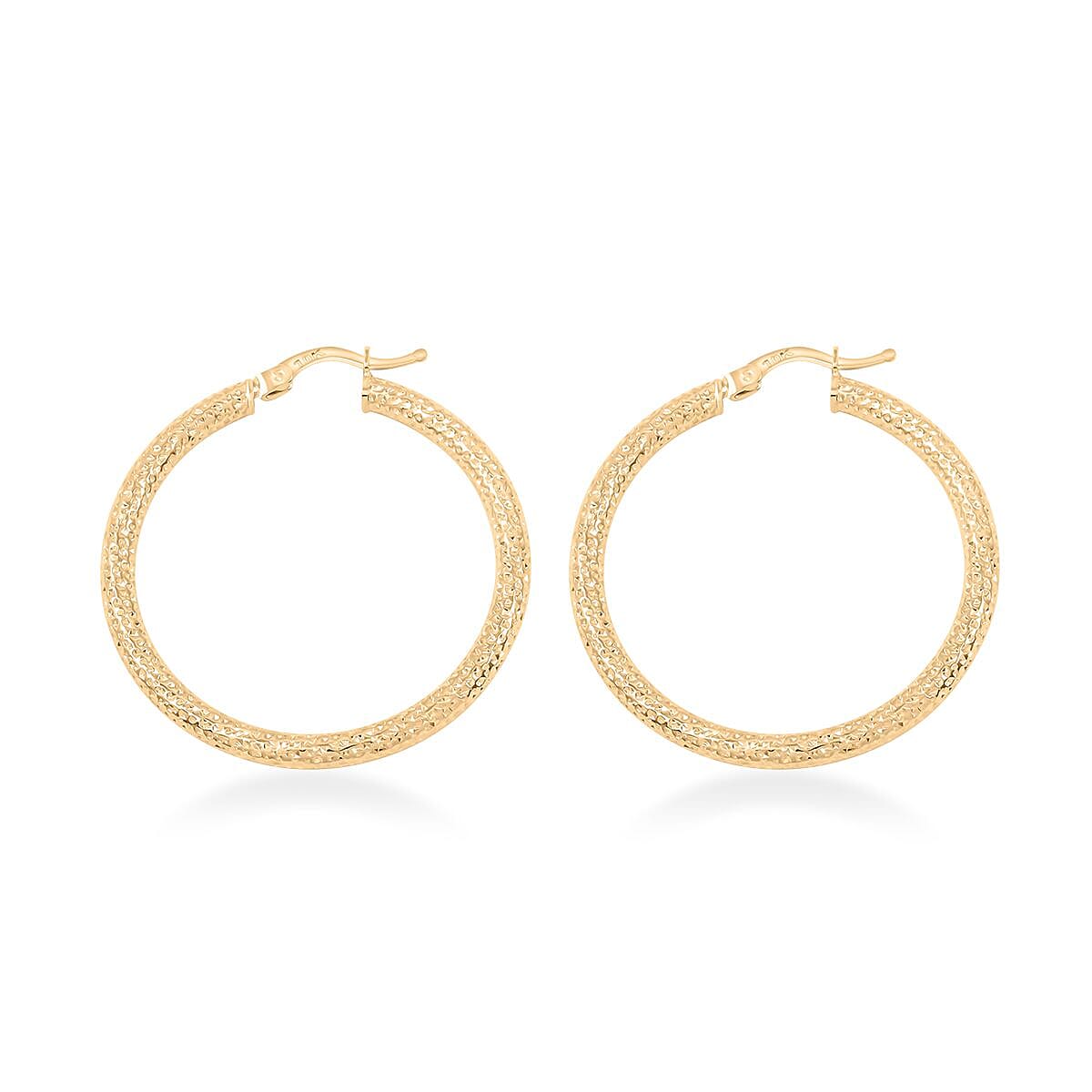 10K Yellow Gold 3x31.7mm Miligreen Hoop Earrings 3.40 Grams