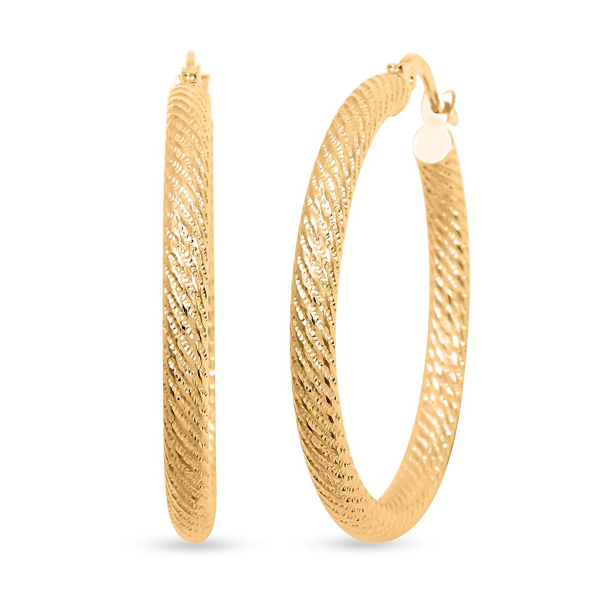 10K Yellow Gold 3x36.4mm Miligreen Hoop Earrings 3.60 Grams