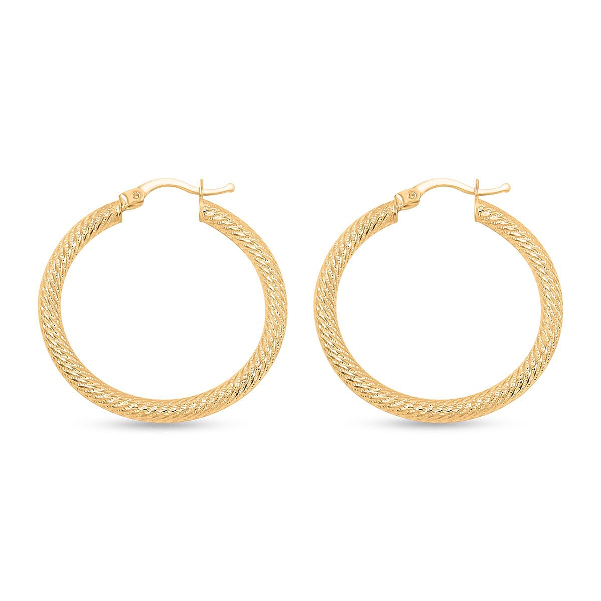 10K Yellow Gold 3x36.4mm Miligreen Hoop Earrings 3.60 Grams