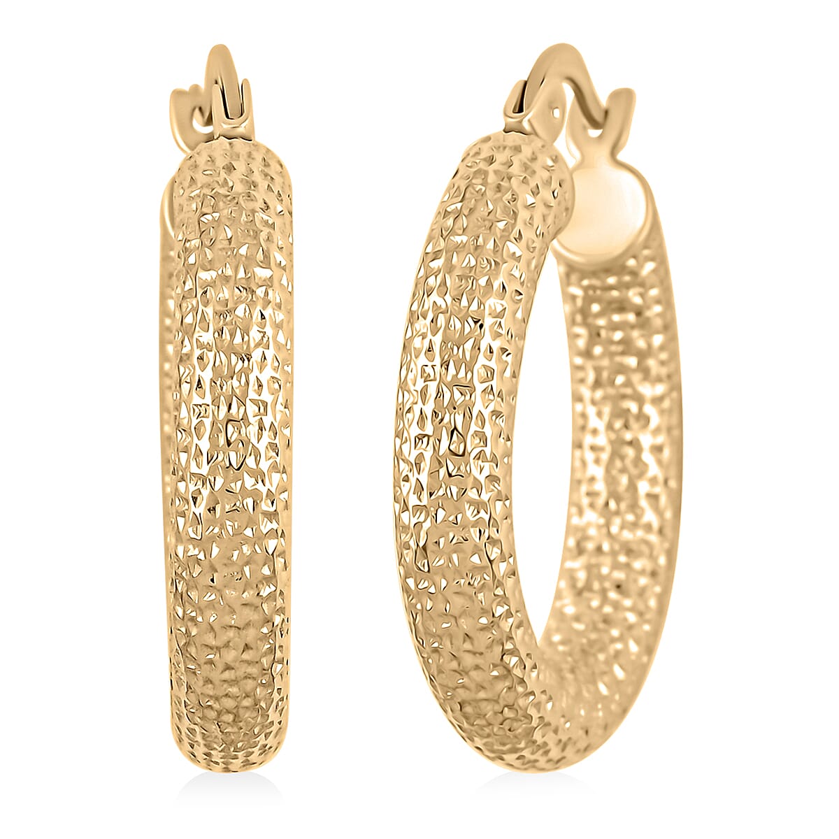 10K Yellow Gold 4x22.8mm Miligreen Hoop Earrings 3.20 Grams