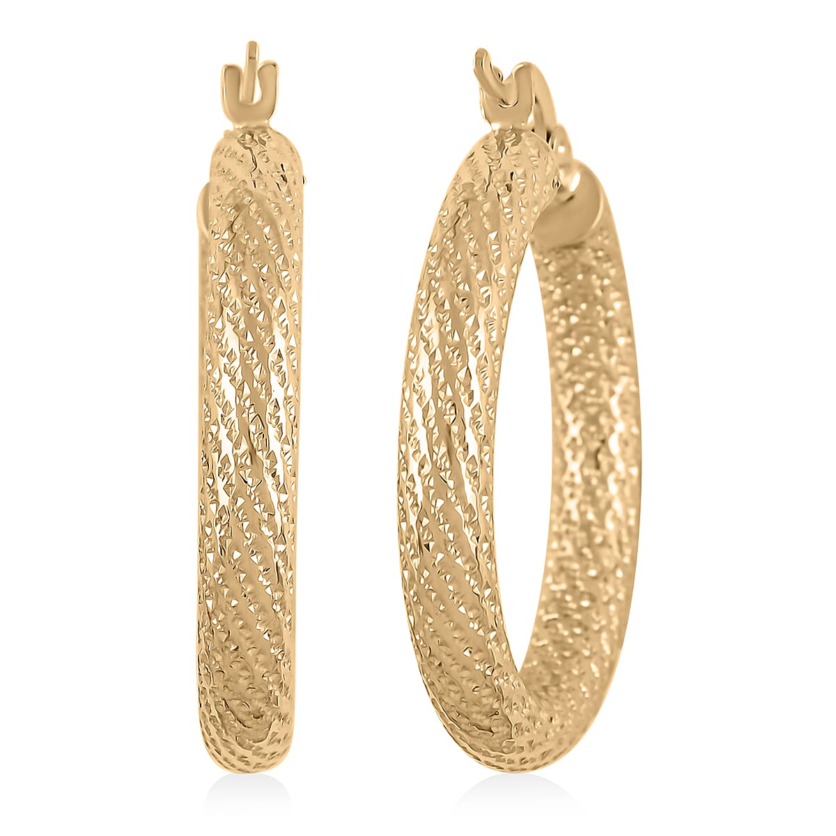 10K Yellow Gold 4x28mm Miligreen Hoop Earrings 3.90 Grams