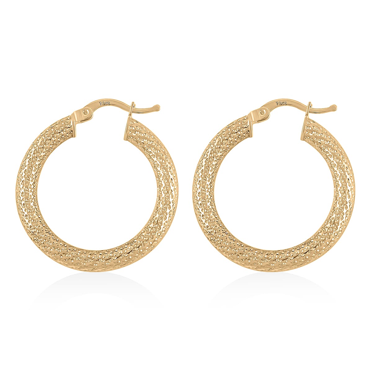 10K Yellow Gold 4x28mm Miligreen Hoop Earrings 3.90 Grams