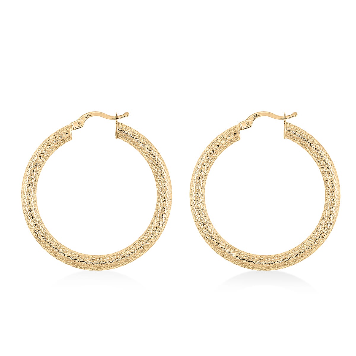 10K Yellow Gold 4x38mm Miligreen Hoop Earrings 4.8 Grams