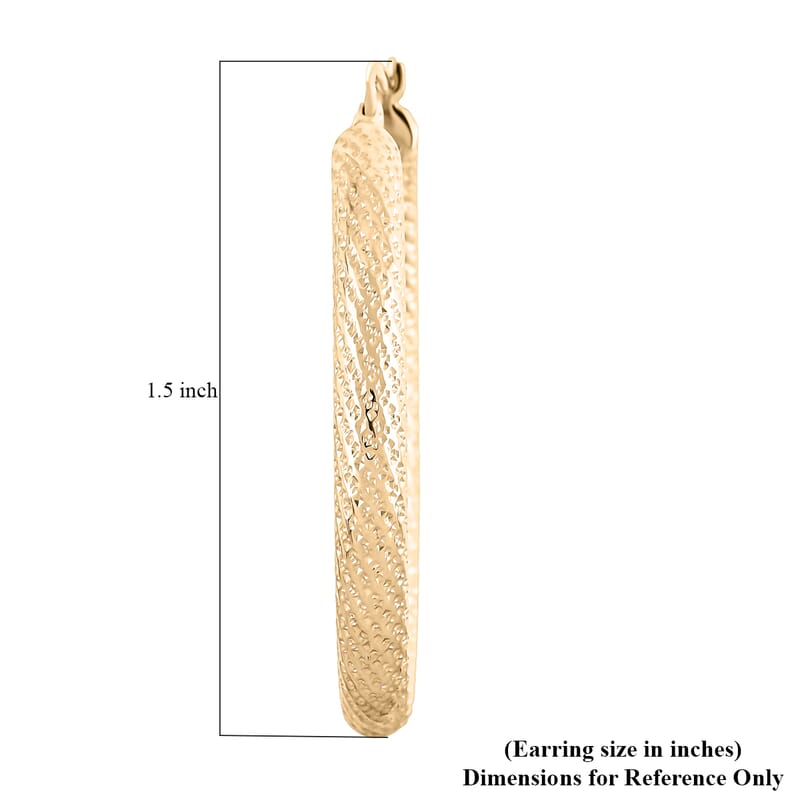 10K Yellow Gold 4x38mm Miligreen Hoop Earrings 4.8 Grams