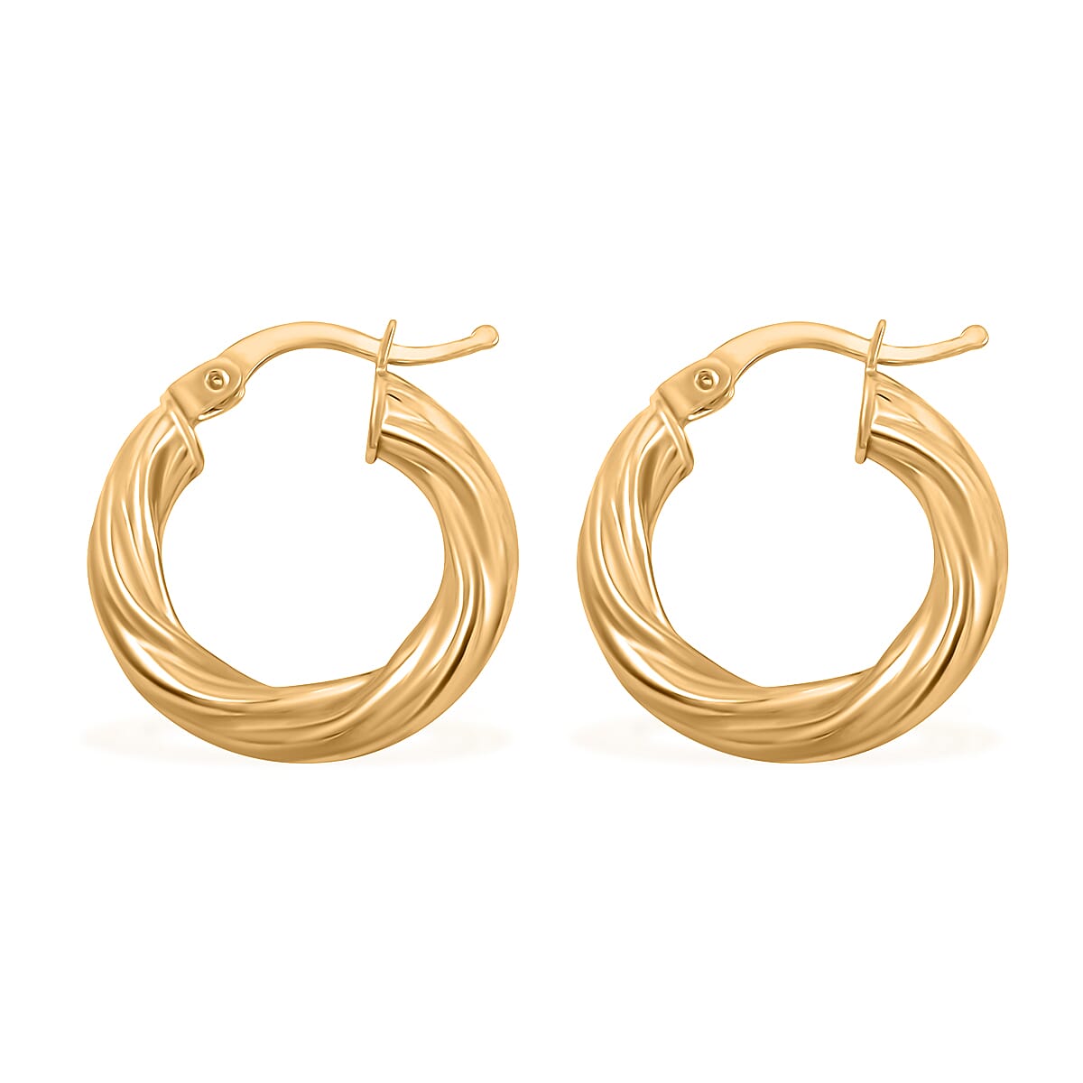 Twisted 4.3x19mm Hoop Earrings in 10K Yellow Gold 2.4 Grams