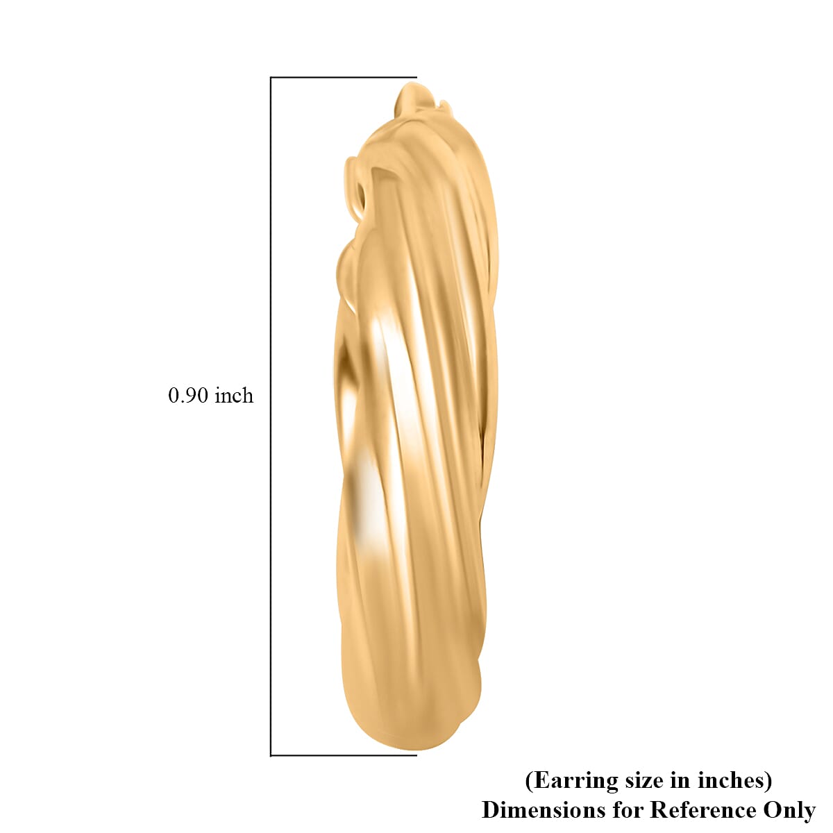 Twisted 4.3x19mm Hoop Earrings in 10K Yellow Gold 2.4 Grams