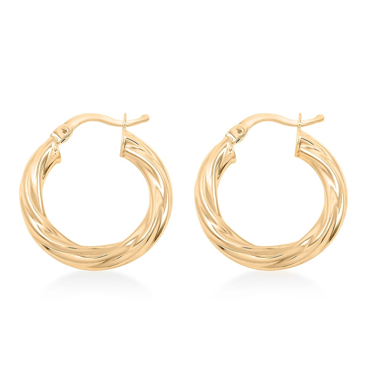 Twisted 4.3x22.2mm Hoop Earrings in 10K Yellow Gold 2.7 Grams image number 2