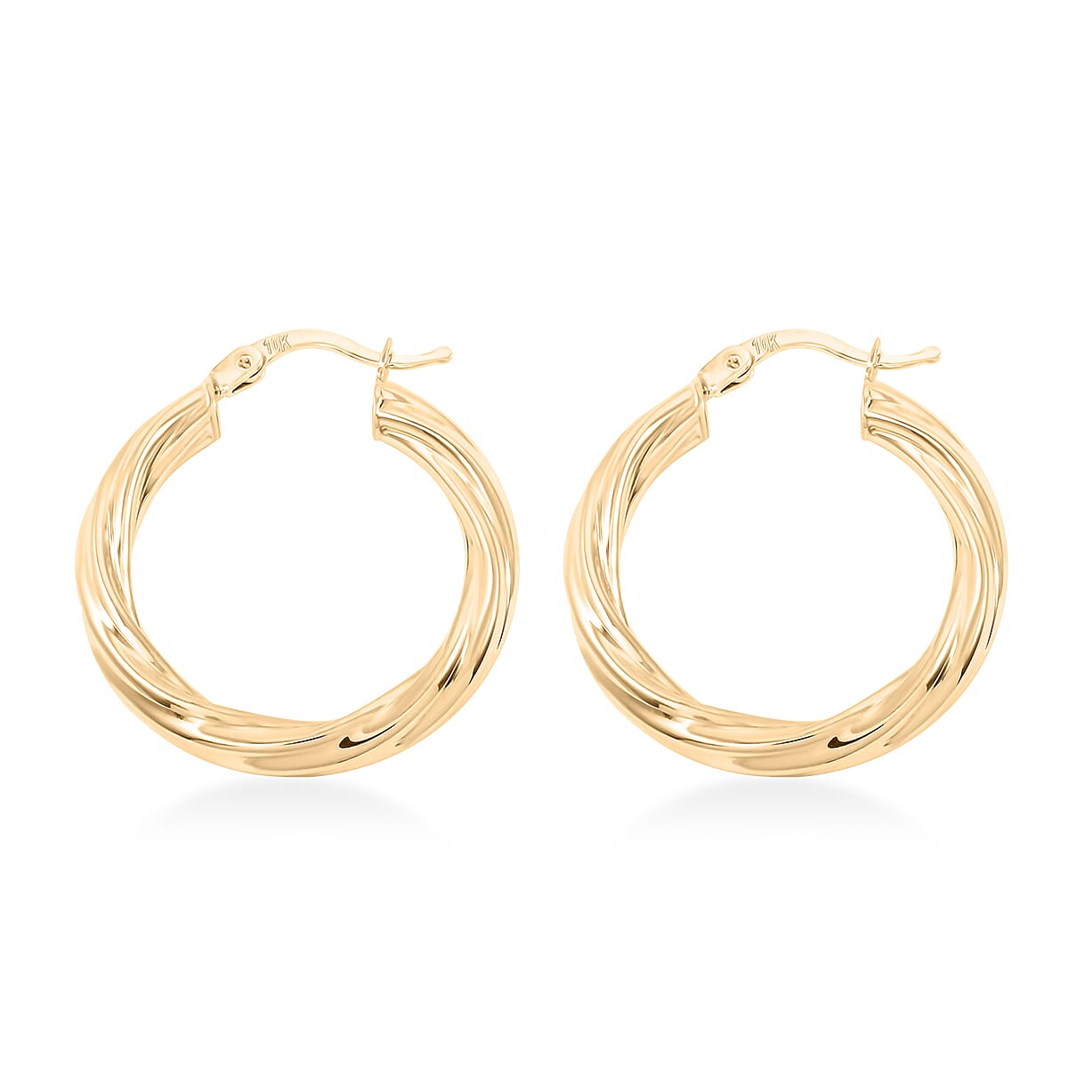 Twisted 4.3x27.7mm Hoop Earrings in 10K Yellow Gold 3.4 Grams