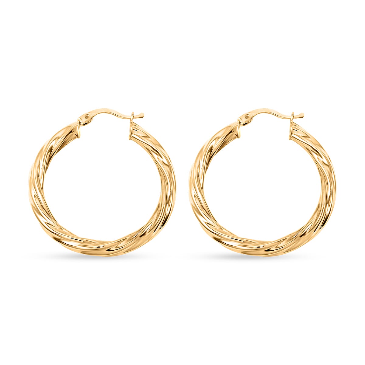 Twisted 4.3x32.8mm Hoop Earrings in 10K Yellow Gold 4.3 Grams image number 2