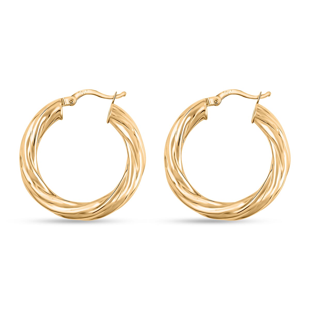 Twisted 5.3x29mm Hoop Earrings in 10K Yellow Gold 4.7 Grams