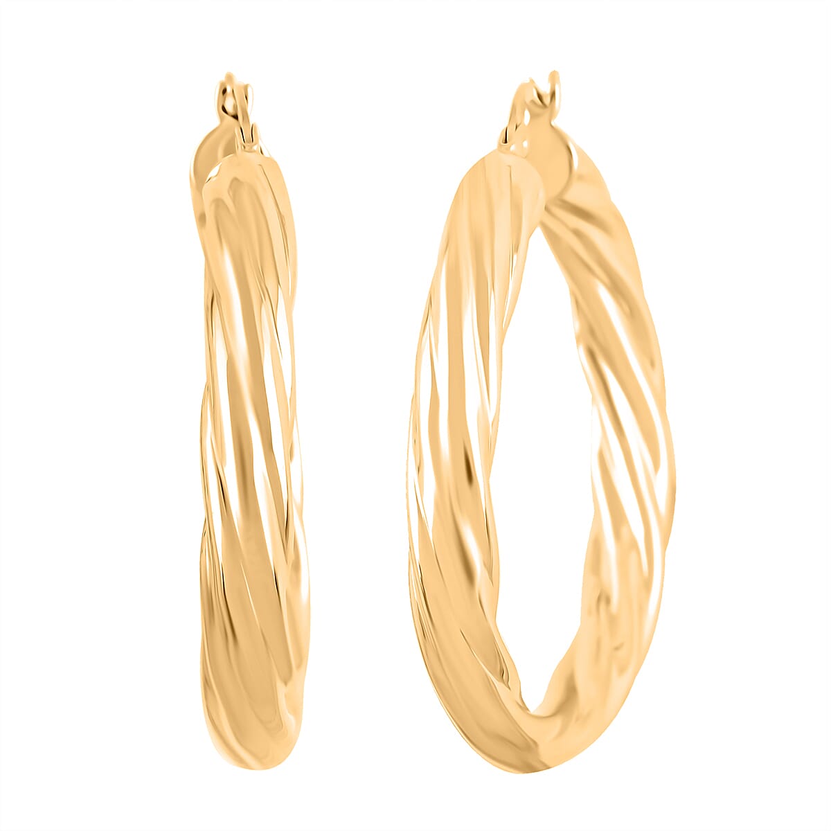 Twisted 5.3x39mm Hoop Earrings in 10K Yellow Gold 6.9 Grams