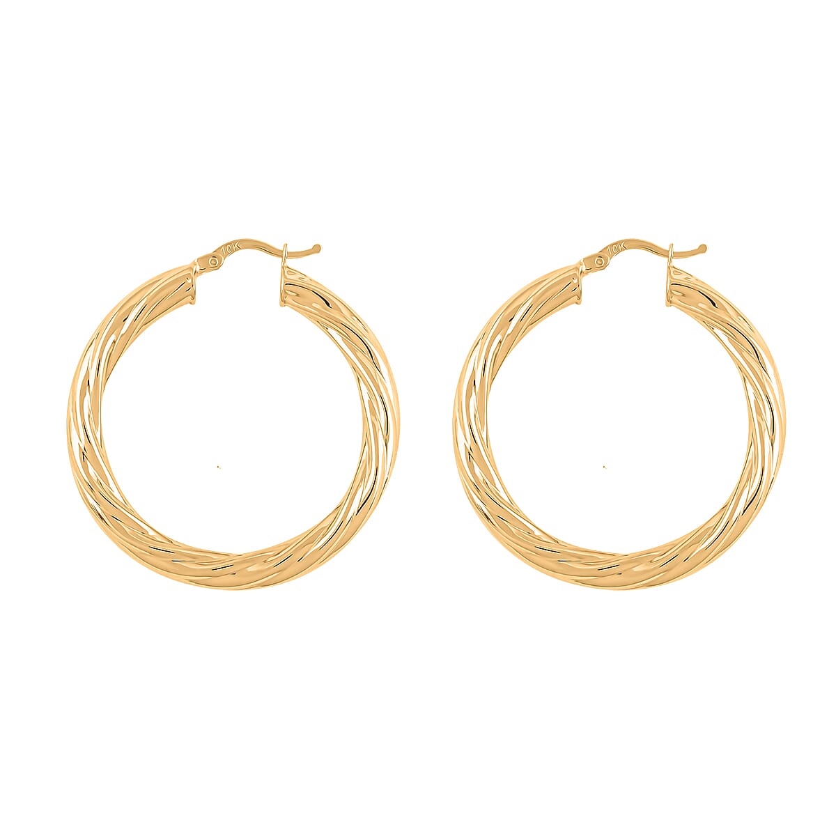 Twisted 5.3x39mm Hoop Earrings in 10K Yellow Gold 6.9 Grams