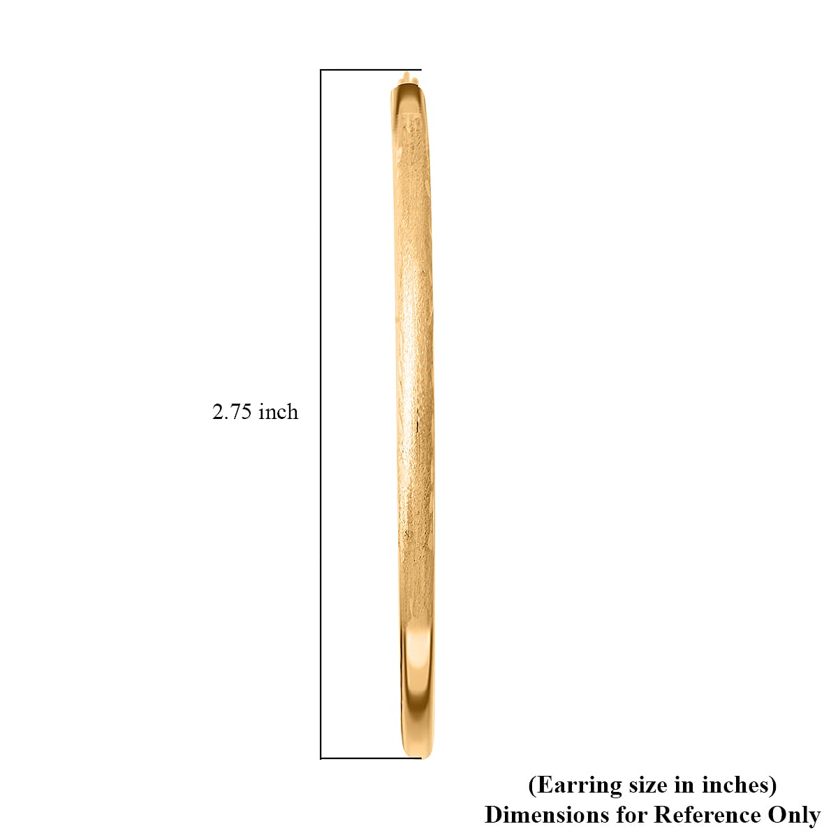 Pipe Diamond-cut 3x65mm Hoop Earrings in 10K Yellow Gold 3.8 Grams