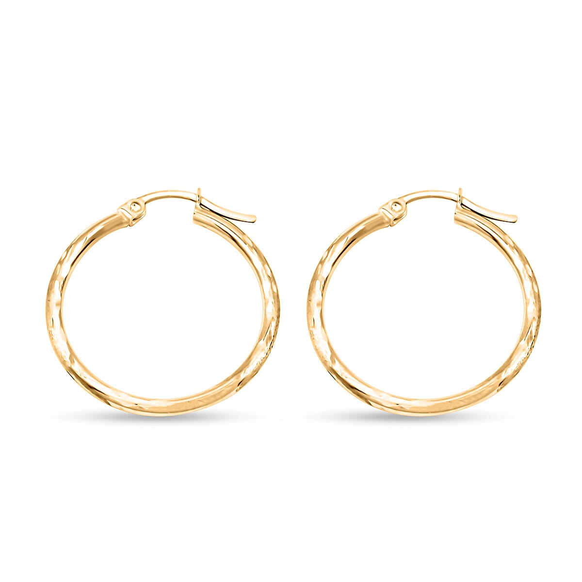 Pipe Diamond-cut 2x25.2mm Hoop Earrings in 10K Yellow Gold 1.2 Grams