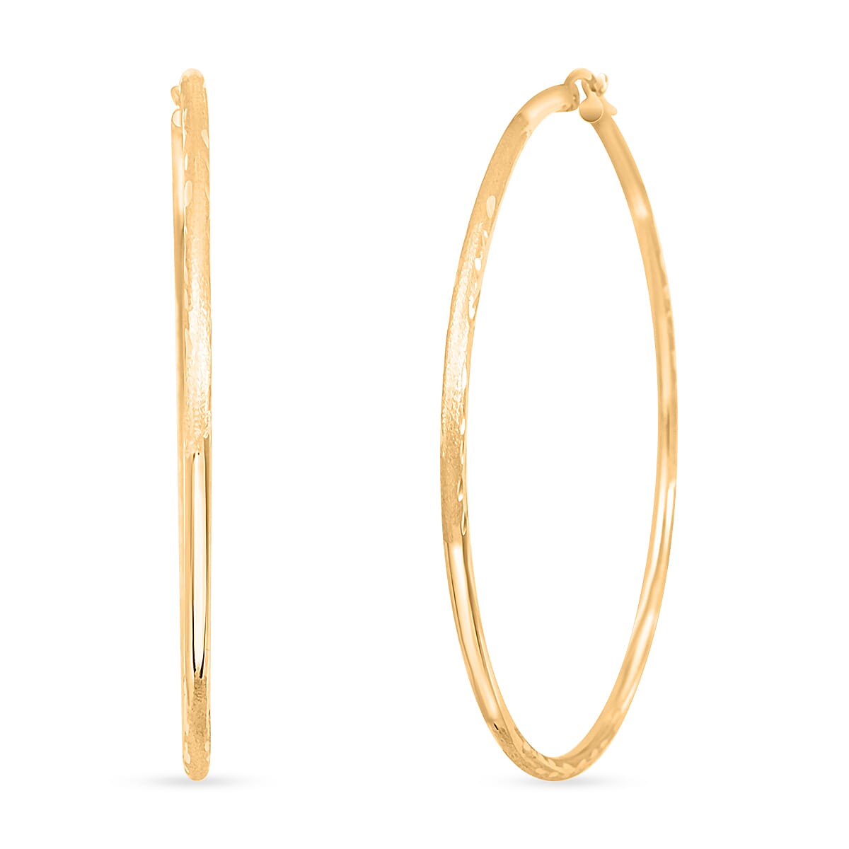 Pipe Diamond-cut 2x54.65mm Hoop Earrings in 10K Yellow Gold 2.4 Grams