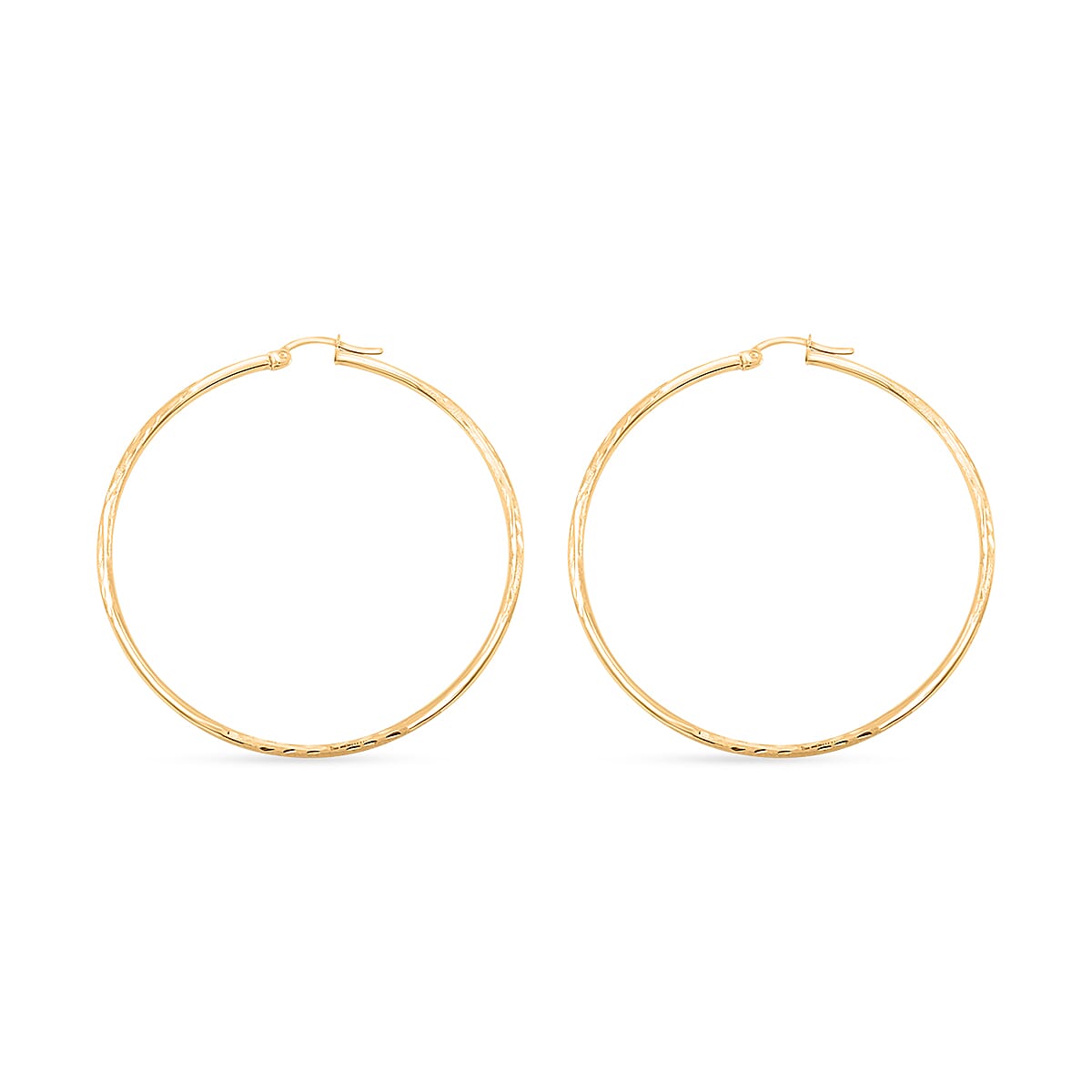 Pipe Diamond-cut 2x54.65mm Hoop Earrings in 10K Yellow Gold 2.4 Grams image number 2