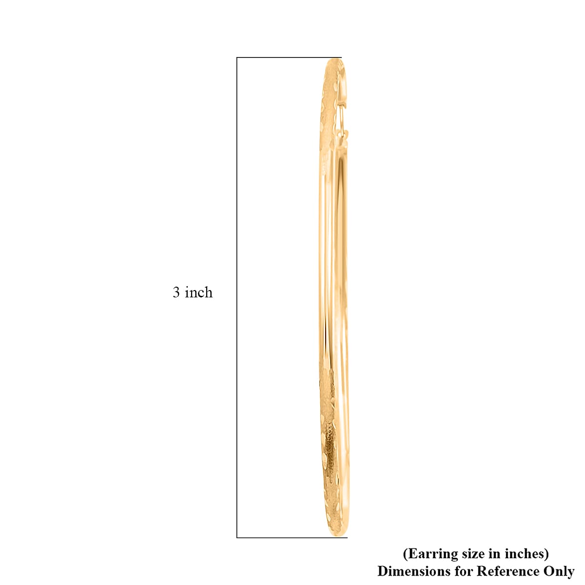 Pipe Diamond-cut 2x65mm Hoop Earrings in 10K Yellow Gold 2.8 Grams