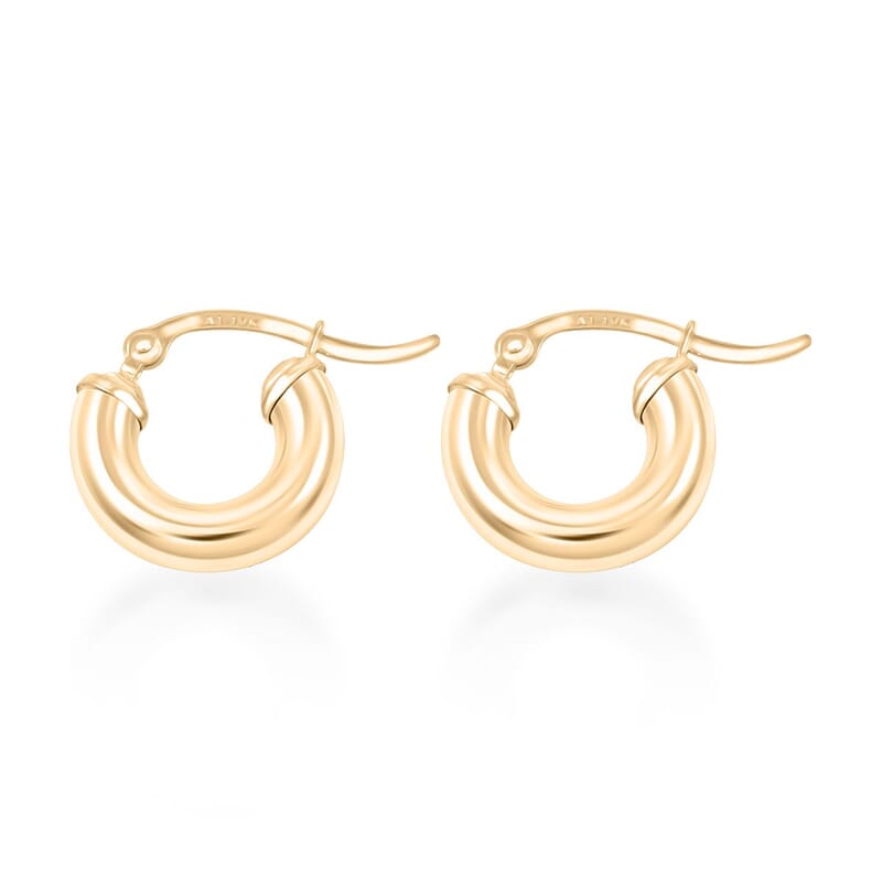 Pipe Plain 4x15mm Hoop Earrings in 10K Yellow Gold 1.70 Grams