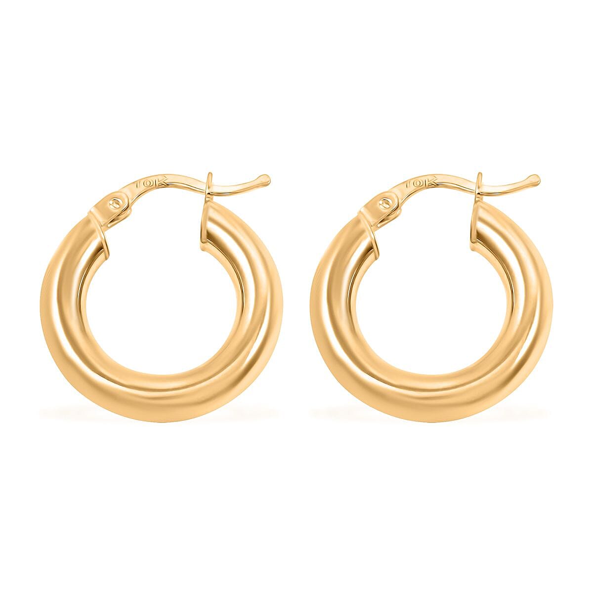 Pipe Plain 4x19.7mm Hoop Earrings in 10K Yellow Gold 2.5 Grams