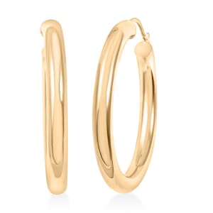 Pipe Plain 4x35mm Hoop Earrings in 10K Yellow Gold 3.1 Grams