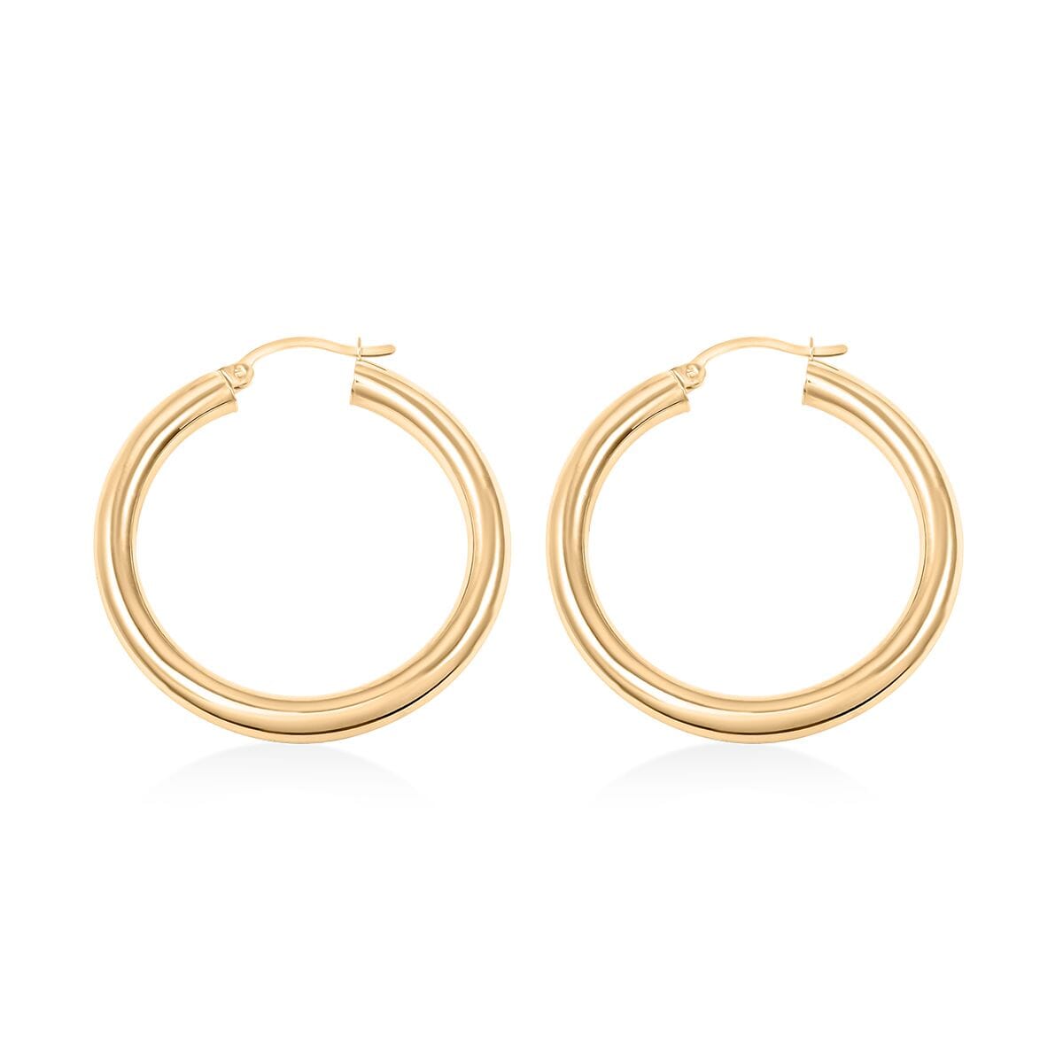 Pipe Plain 4x35mm Hoop Earrings in 10K Yellow Gold 3.1 Grams image number 2