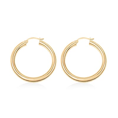 Pipe Plain 4x35mm Hoop Earrings in 10K Yellow Gold 3.1 Grams