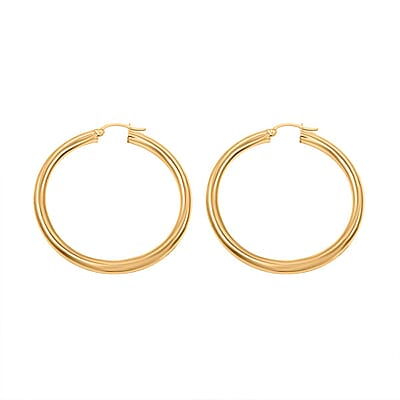 Pipe Plain 4x45mm Hoop Earrings in 10K Yellow Gold 4.1 Grams