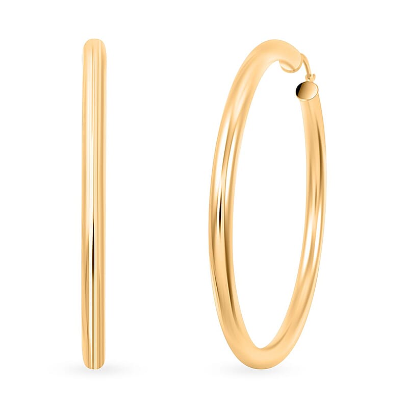 Pipe Plain 4x54.5mm Hoop Earrings in 10K Yellow Gold 5.1 Grams