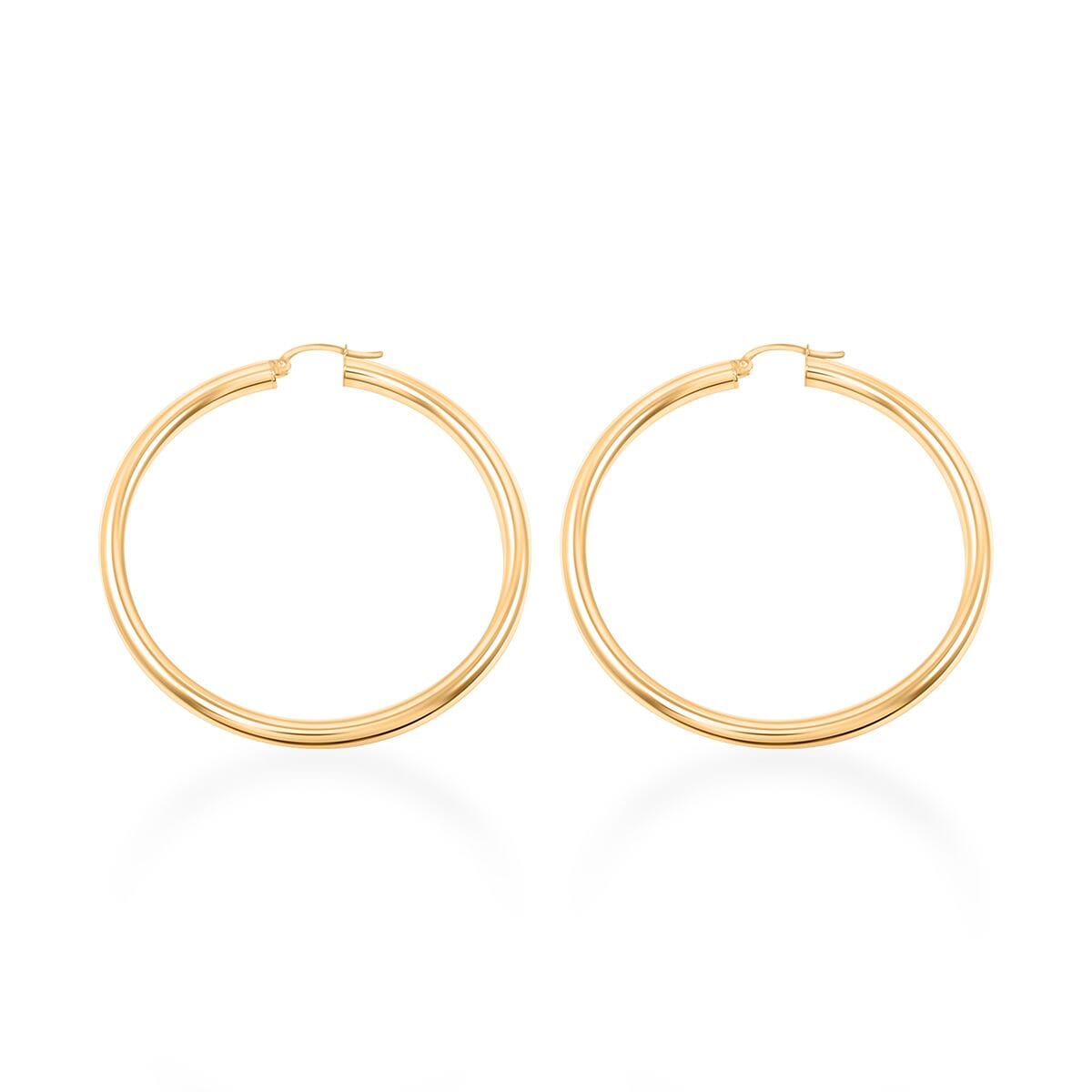 Pipe Plain 4x54.5mm Hoop Earrings in 10K Yellow Gold 5.1 Grams image number 2