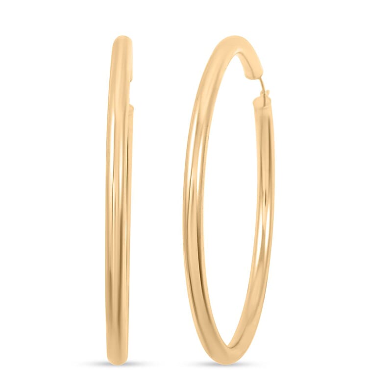 Pipe Plain 4x64mm Hoop Earrings in 10K Yellow Gold 6 Grams