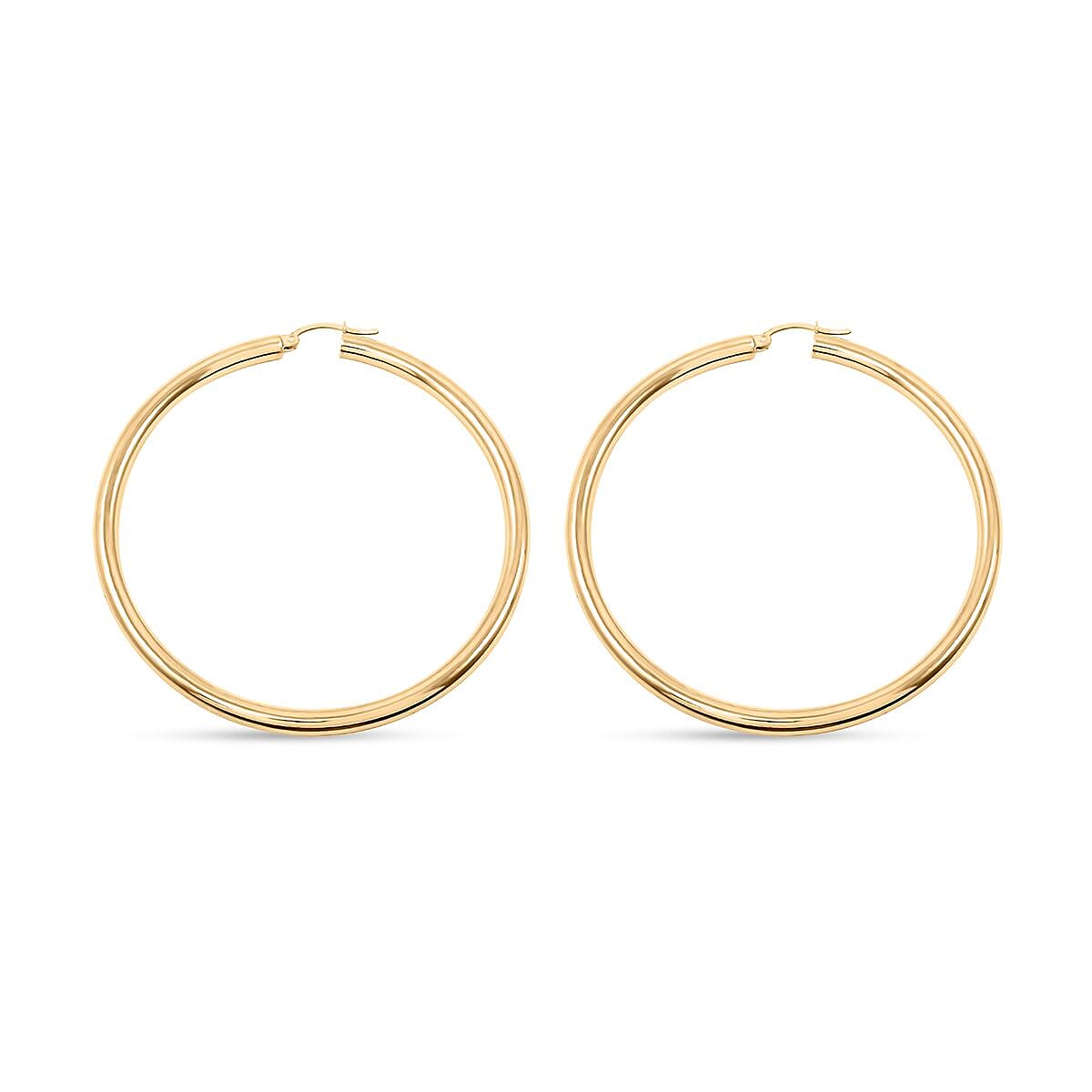 Pipe Plain 4x64mm Hoop Earrings in 10K Yellow Gold 6 Grams image number 2