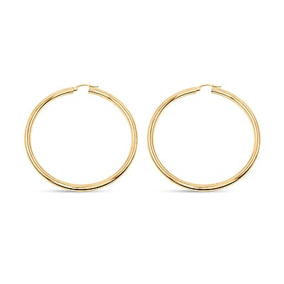 Pipe Plain 4x64mm Hoop Earrings in 10K Yellow Gold 6 Grams