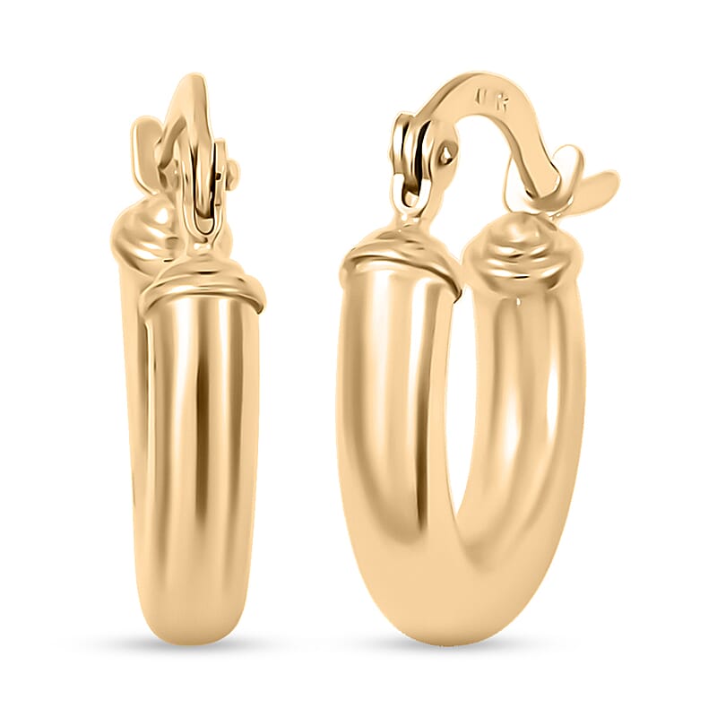 Pipe Plain 3x15mm Hoop Earrings in 10K Yellow Gold 1 Grams