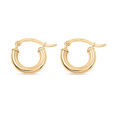 Pipe Plain 3x15mm Hoop Earrings in 10K Yellow Gold 1 Grams