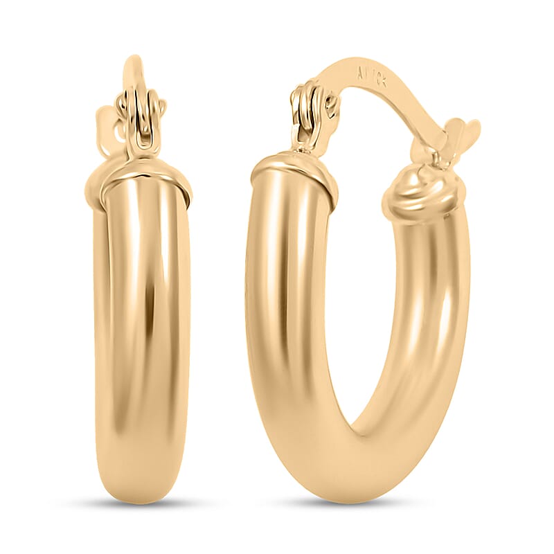 Pipe Plain 3x17mm Hoop Earrings in 10K Yellow Gold 1.1 Grams